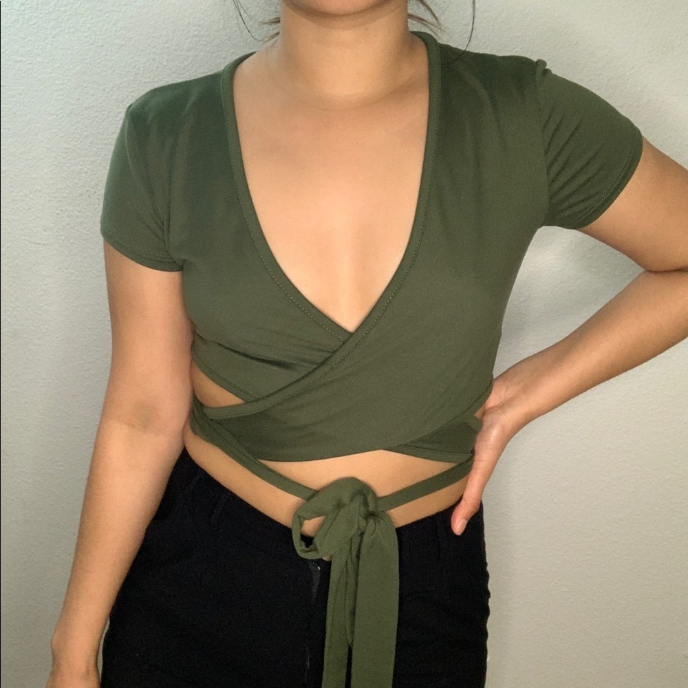 Olive green cropped top